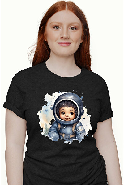 StoryGift Romania Tricou Femei cu o fetita in costum de astronaut, ilustratie...