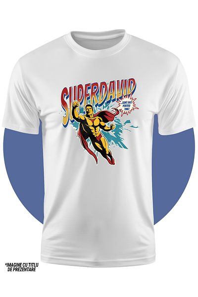 StoryGift Romania Tricou Copii Baieti Super David, Upererou Sunt Aici Pentru Tine 100% Bumbac, Unisex, Alb,