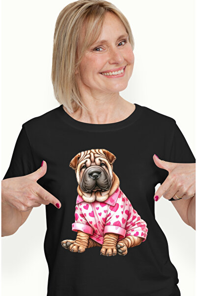 StoryGift Romania Tricou Femei cu un catelus Shar Pei imbracat cu o bluza, il...