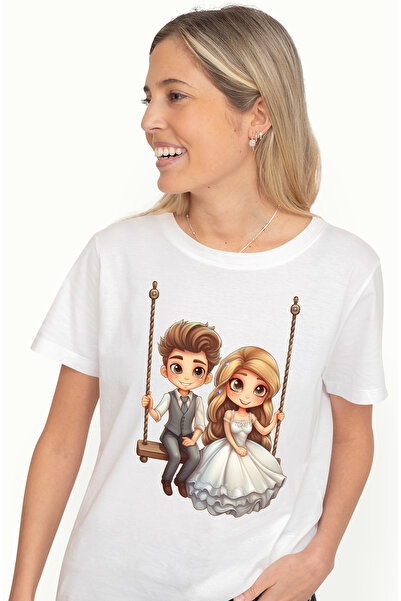 StoryGift Romania Tricou Femei cu o printesa si un baiat, ilustratie, se dau ...