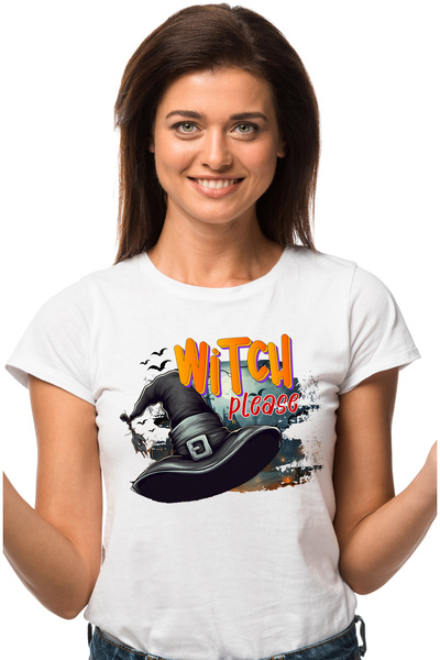 StoryGift Romania Tricou Femei cu mesajul "Witch, please", ilustratie, Hallow...