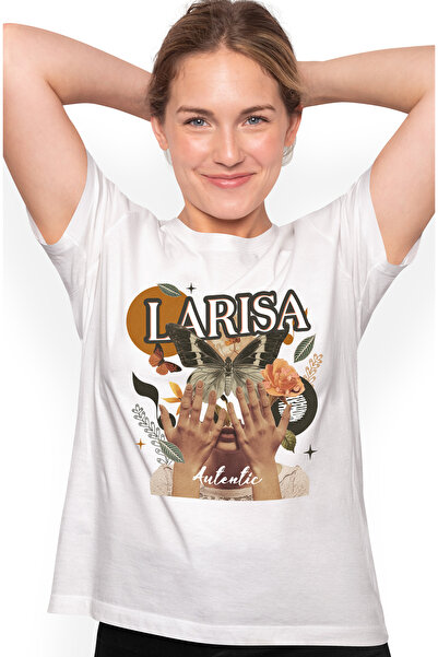 StoryGift Romania Tricou Femei Cu Numele Larisa, Colaj Fata, Fluture, Flori, ...