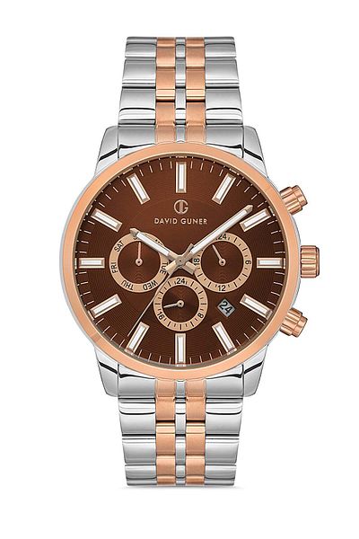 DAVID GUNER Rose White Coated Brown Dial Men's Wristwatch Dg-8449Ga-E6