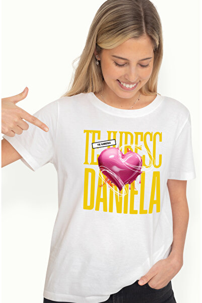 StoryGift Romania Tricou Femei Te Iubesc Daniela, Dragoste, Inima, Iubire, Sf...