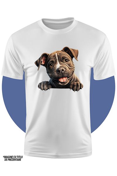 StoryGift Romania Tricou Copii Cu Un Caine Vesel, Ilustratie, Zambet, Cu Chef De Viata, Pentru Iubitorii De