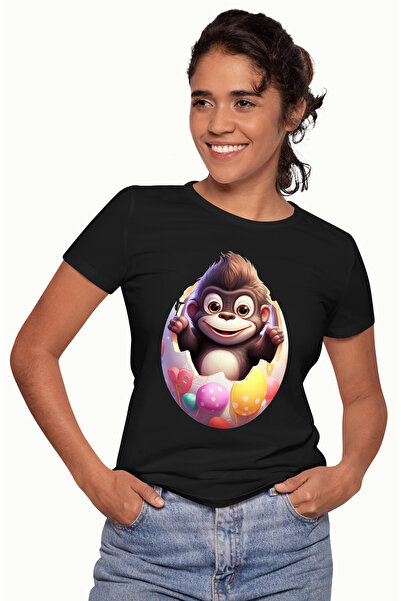 StoryGift Romania Tricou Femei cu un cimpanzeu care iese dintr-un ou, ilustra...