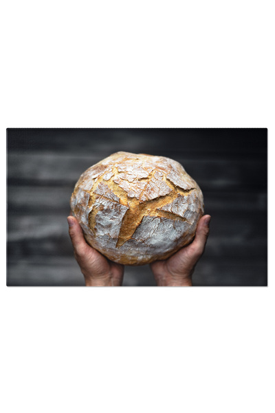 StoryGift Romania Tablou Canvas Paine De Secara Traditionala, Paine, Sanatate, Alimente, Lemn 4736