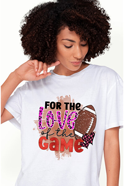 StoryGift Romania Tricou Femei cu minge de fotbal american si inimioare cu me...