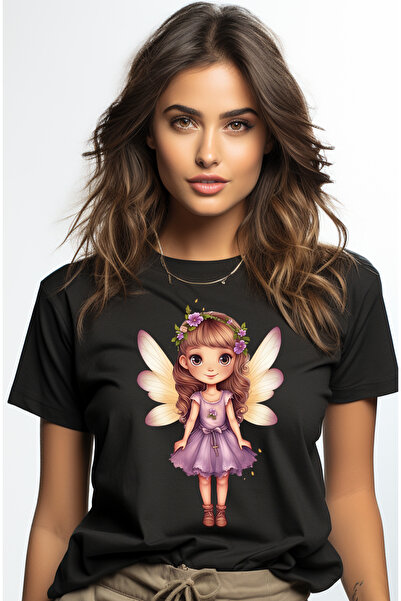 StoryGift Romania Tricou Femei cu o fetita cu aripi de zana, rochita, mov, ca...