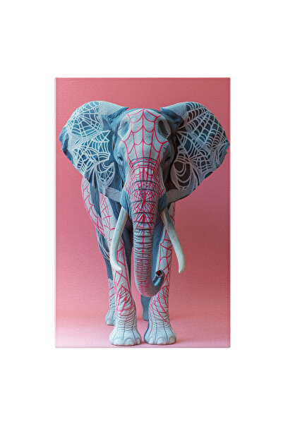 StoryGift Romania Tablou Canvas: Design 3d Elefant Cu Mandală Roz Și Alb Pe Fundal Pastel- Artă Și Creație Pictu