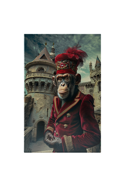 StoryGift Romania Tablou Canvas Majestatea Maimuta Cu Palarie Si Pene Cu Ochi...