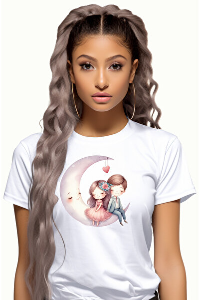 StoryGift Romania Tricou Femei cu o fetita si un baietel care stau pe semilun...