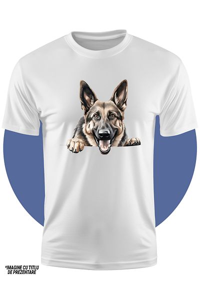 StoryGift Romania Children's T-shirt with a cheerful wolf dog, illustration, playful, energetic, ready for training, STG4