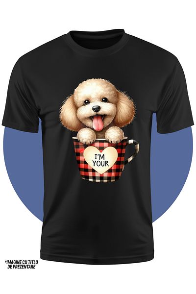 StoryGift Romania Tricou Copii Cu Un Catel Blanos Care Sta Intr-o Ceasca, Ilustratie, Cafea, Important, Grij