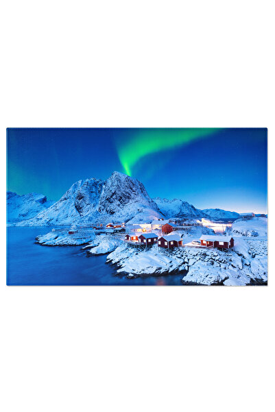 StoryGift Romania Tablou Canvas Vedere La Luminile Nordului De Pe Casa Norvegia, Luminile Nordului, Peisaj, Astro