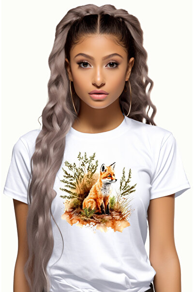 StoryGift Romania Tricou Femei cu o vulpe care priveste in gol, ilustratie, p...