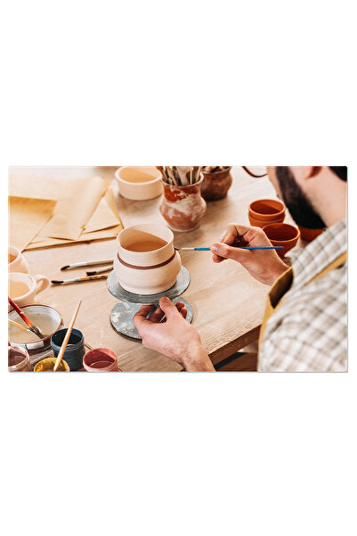 StoryGift Romania Tablou Canvas Arta Ceramicii Olarul Pictand O Ulcica Ceramica In Atelierul Sau, O Demonstrare A