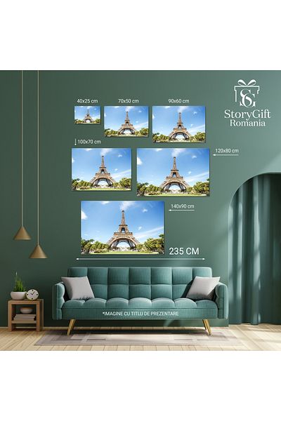 StoryGift Romania Tablou Canvas Peisaj Urban Cu Turnul Eiffel Franta, Paris, Arhitectura, Vedere Urbana, Peisaj E