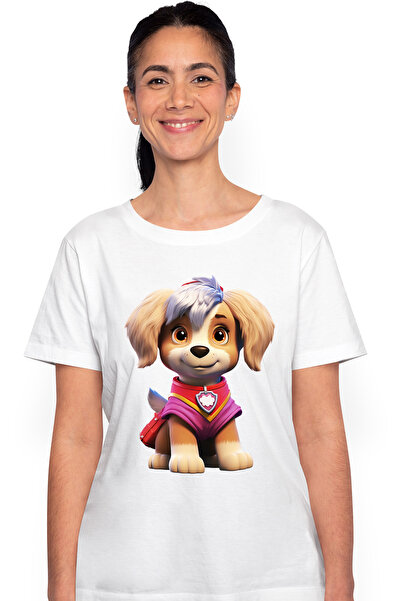 StoryGift Romania Tricou Femei cu o catelusa vesela, ilustratie, patrula cate...