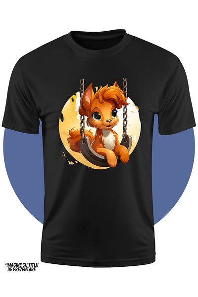 StoryGift Romania Tricou Copii Cu Un Animalut Care Se Da In Leagan, Joaca, Parc, Copii, Ilustratie, Veselie