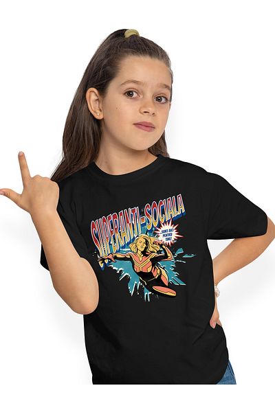 StoryGift Romania Tricou Copii Fete Super Antisocila Supererou Sunt Aici Pentru Tine 100% Bumbac, Unisex, Ne