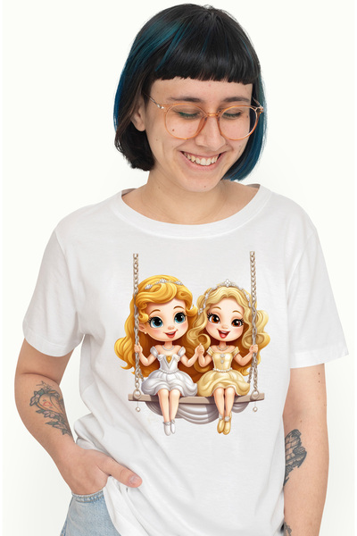 StoryGift Romania Tricou Femei cu 2 printese dragalase care se dau in leagan,...