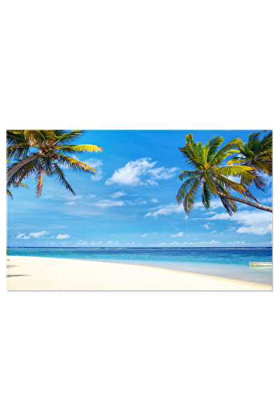 StoryGift Romania Tablou Canvas Plaja Tropicala Cu Palmieri, Golf, Plaja, Alb...