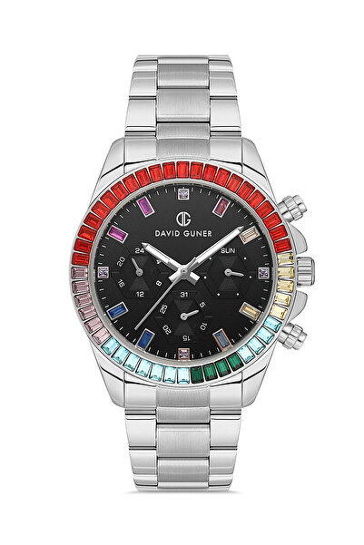 DAVID GUNER Gümüş Kaplamalı Siyah Kadranlı Uniseks Kol Saati Dg-8678ga-a2
