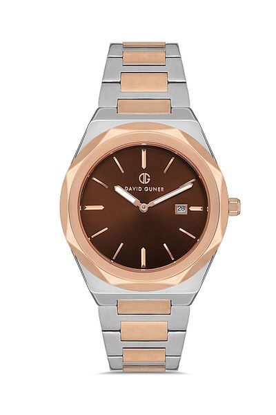 DAVID GUNER Rose White Coated Brown Dial Men's Wristwatch Dg-8620Ga-E6
