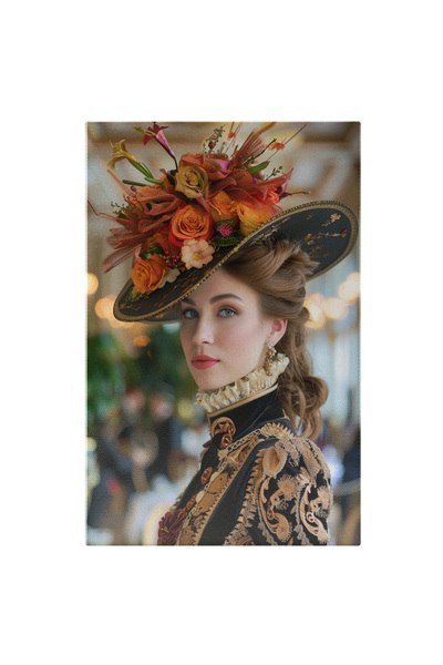 StoryGift Romania Tablou Canvas: Doamnă Cu Pălărie Și Detalii Florale- Fotogr...