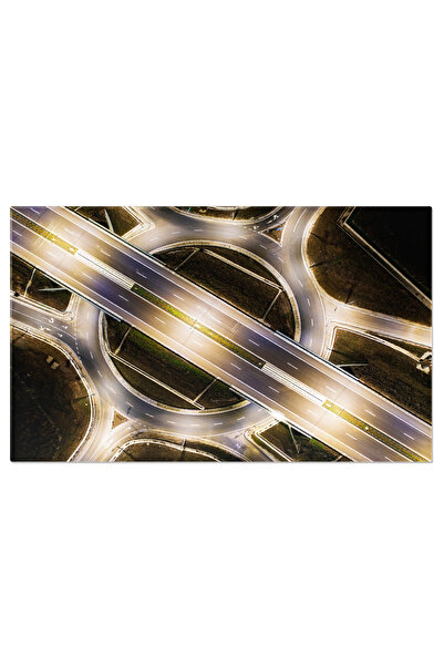 StoryGift Romania Tablou Canvas - Intersectie Aeriana: City, Drone, Evening, ...