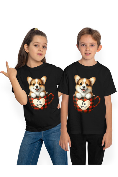 StoryGift Romania Tricou Copii Cu Un Catel Care Sta Intr-o Ceasca, Ilustratie...