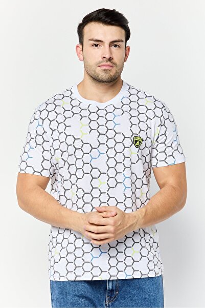 Lamborghini Men Crew Neck Short Sleeves Abstract Print T-Shirt, Multicolor