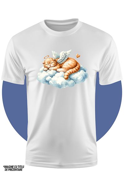 StoryGift Romania Tricou Copii Cu O Pisicuta Cupidon Care Doarme Dusa, Ilustratie, Valentine's Day, Aripi, N