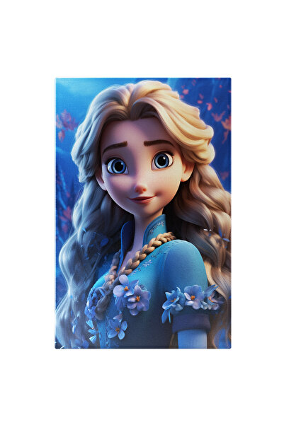 StoryGift Romania Tablou Canvas: Printesa Din Regatul De Gheata Disney Elsa Cu Parul Lung Lasat Pe Spate Si Flor