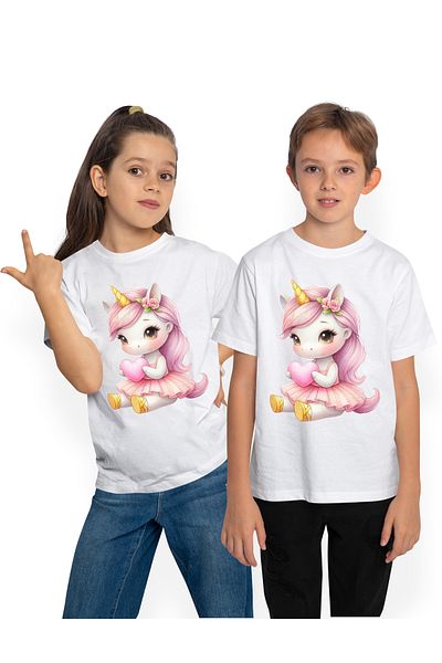 StoryGift Romania Tricou Copii Cu Un Portret De Fata De Culoare, Ilustratie, Trandafiri In Par, Fluturi, Abs