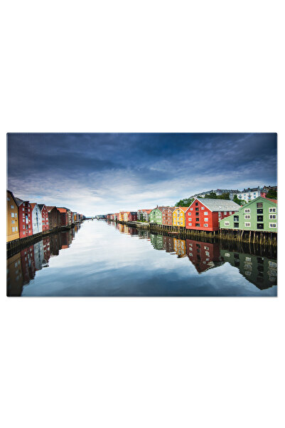 StoryGift Romania Tablou Canvas - Reflexii Stralucitoare Pe Nidelva River, Trondheim, Norvegia