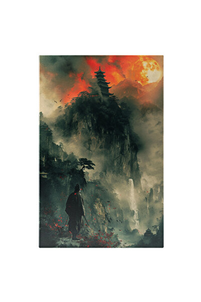 StoryGift Romania Tablou Canvas Un Samurai Care Urca Pe Munte Sa Ajunga La Te...