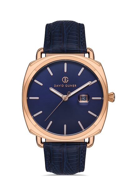 DAVID GUNER Rose Coated Blue Dial Men's Wristwatch Dg-8055Gb-T3