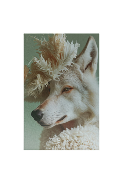 StoryGift Romania Tablou Canvas: Profil Câine Sălbatic Alb Cu Ureche Ciulită Și Detalii Vestimentare Elegante, A