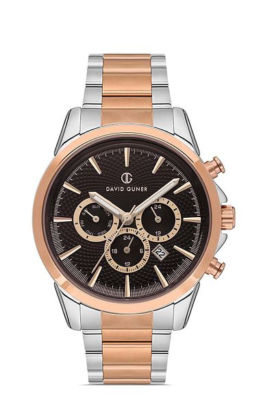 DAVID GUNER Men's Wristwatch Dg-8649Ga-E6 with Silver Coated Brown Dial