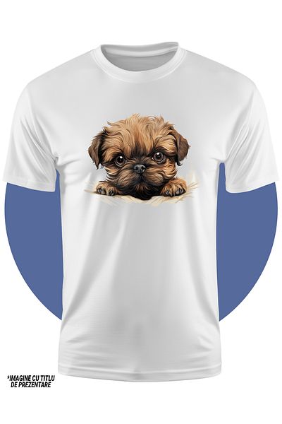 StoryGift Romania Tricou Copii Cu Un Catelus Blanos, Ilustratie, Maro, Surprins, Pentru Iubitorii De Caini,