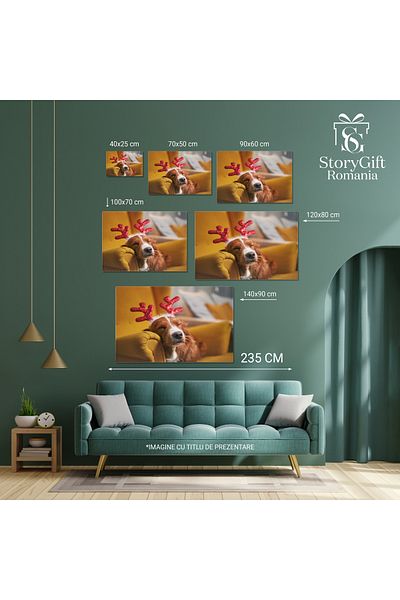 StoryGift Romania Tablou Canvas Portret Amuzant De Caine Dormind Si Asteptand Craciunul Christmas, Amuzant, Caine