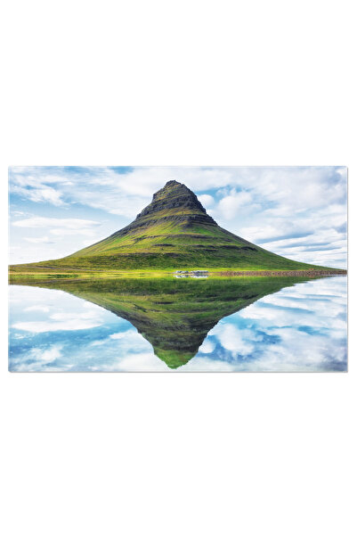 StoryGift Romania Tablou Canvas Reflectie Kirkjufell In Muntii Din Islanda Lac, Reflexie, Peisaj, Islanda, Verde