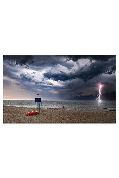StoryGift Romania Tablou Canvas Salvamar In Alerta Si Turn De Salvamar In Timpul Furtunii, O Imagine Dramatica A