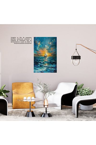 StoryGift Romania Tablou Canvas: Drumul Arătat De Lună Călătorilor Din Barca Cu Pânze Ce Navighează Pe Mare Pictu