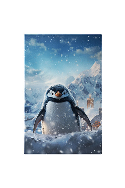 StoryGift Romania Tablou Canvas: Pinguinul Inzapezit Acoperit De Fulgii De Ninsoare Cu Ciocul Portocaliu Si Ochi