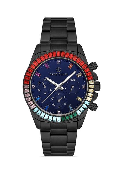 DAVID GUNER Unisex Wristwatch with Gun Coated Blue Dial Dg-8678Ga-V3