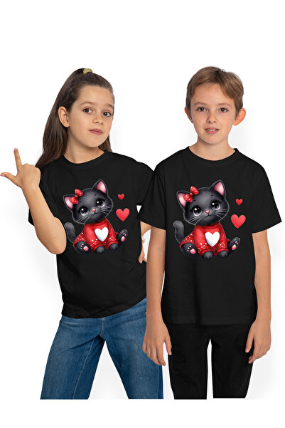 StoryGift Romania Tricou Copii Cu O Pisicuta Neagra Dragalasa, Bluza Groasa, ...