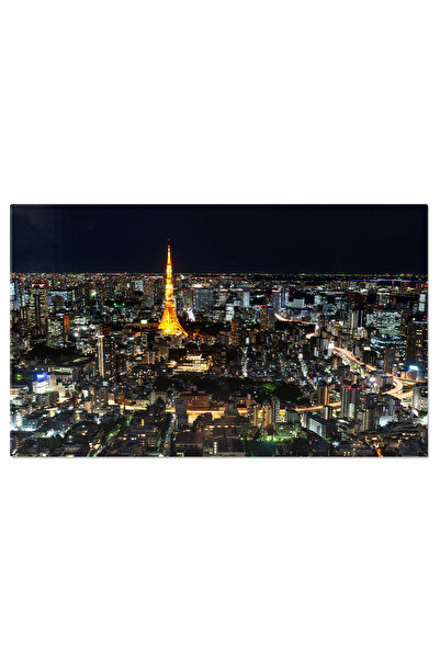 StoryGift Romania Tablou Canvas Turn Tokyo Si Skyline Pe Timp De Noapte, Cer Negru, Japonia, Peisaj Nocturn 4670